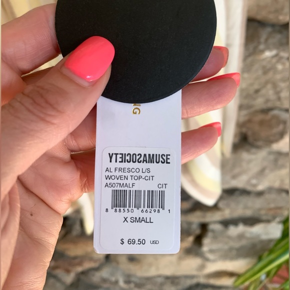 MuseSociety muted yellow / white/ beige shrug XS - Picture 5 of 5